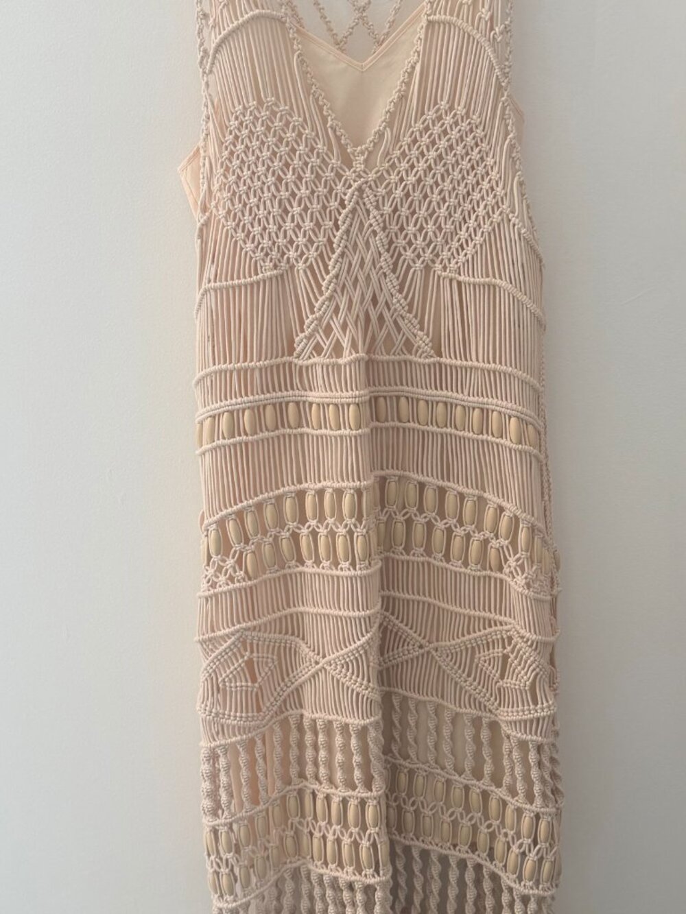Jonathan Simkhai Macrame Beaded Natural Fringe Dress - Picture 6 of 13